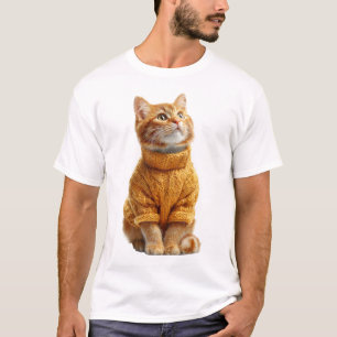 Süßes rotes Kätzchen in einem gemütlichen gelben S T-Shirt
