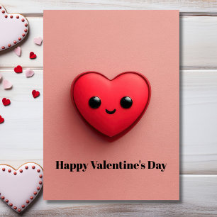 Süßes rotes Kawaii-Herz Valentinstagskarte Karte