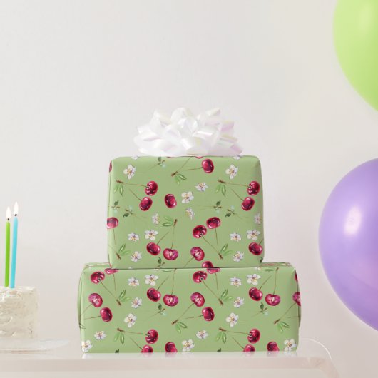 Süßes rotes Kirschenmuster Geschenkpapier (Partygeschenke)