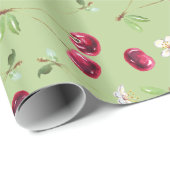Süßes rotes Kirschenmuster Geschenkpapier (Rolleneckpunkt)