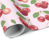 Süßes rotes Kirschenmuster Geschenkpapier (Rolleneckpunkt)