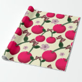 Süßes rotes Kirschenmuster Geschenkpapier (Ungerollt)