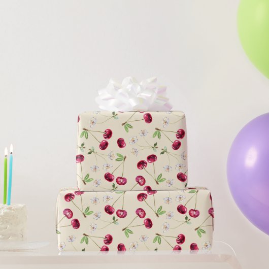 Süßes rotes Kirschenmuster Geschenkpapier (Partygeschenke)