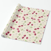 Süßes rotes Kirschenmuster Geschenkpapier (Ungerollt)