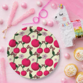 Süßes rotes Kirschenmuster Pappteller (Party)
