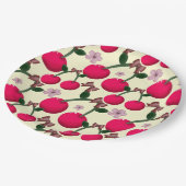 Süßes rotes Kirschenmuster Pappteller (Schrägansicht)
