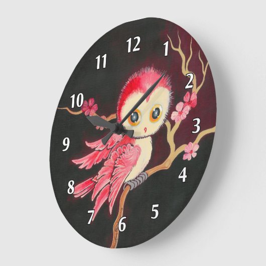 Süßes Rotes Owl Große Wanduhr (Winkel)