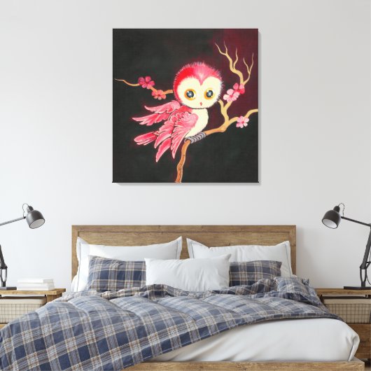 Süßes Rotes Owl Leinwanddruck (Insitu (Schlafzimmer))