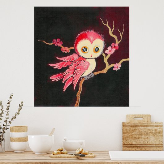 Süßes Rotes Owl Poster (Küche)
