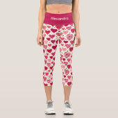 Süßes rotes rosa Herz Capri Leggings (Vorderseite)