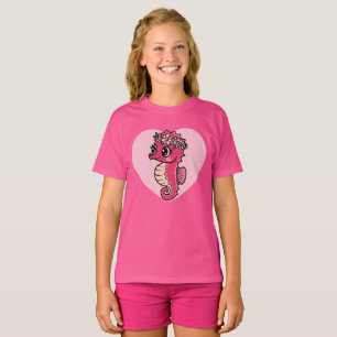 Süßes rotes Seepferdchen auf Herz T-Shirt