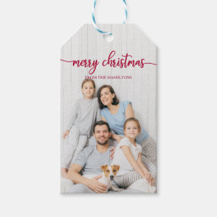 Süßes rotes Skript Frohe Weihnachten personalisier Geschenkanhänger