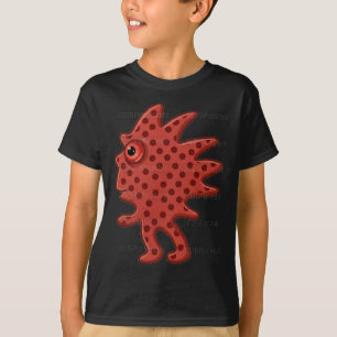 Süßes rotes stacheliges Polka-Punkt-Monster-Grafik T-Shirt