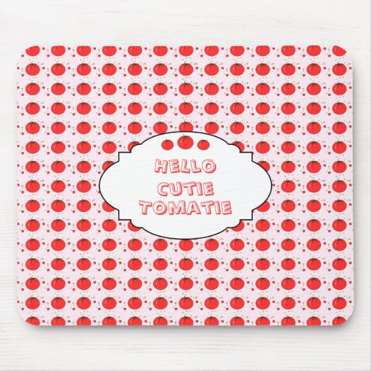 Süßes rotes Tomatenmuster Hallo Süße Tomate Mousepad (Vorne)