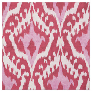 Süßes rotes und rosa Ikat-Stammesmuster Stoff