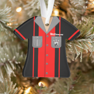 Süßes rotes und schwarzes Bowling-Shirt Ornament