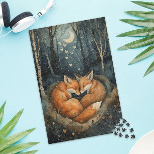 Süßes Rotfuchs-Paar Lieb Rätsel-Puzzle Puzzle