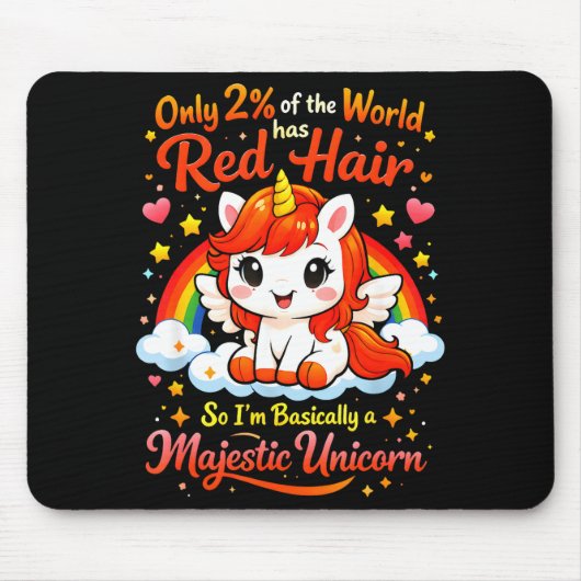 Süßes rothaariges Einhorn Ginger Pride Rothaarige Mousepad (Vorne)