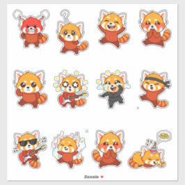 Süßes Rotpanda-Aufkleber-Set — Kawaii-Gesichter Aufkleber