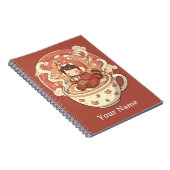 Süßes Rotpanda-Kaffeestudium Spiralnotizbuch Notizblock (Rechte Seite)