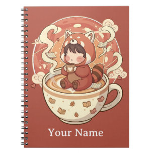 Süßes Rotpanda-Kaffeestudium Spiralnotizbuch Notizblock