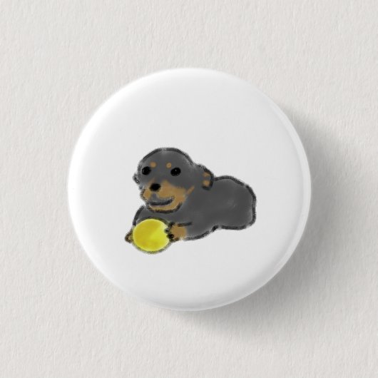 Süßes Rottweiler-Welpen-Ballspiel-Geschenk Button (Vorderseite)