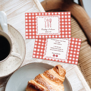 Süßes rustikales Landhaus-Gingham Koch/ Chefkoch Visitenkarte