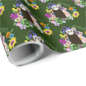 Süßes Sable-Frettchen Wildblumen Grüner Wald Geschenkpapier (Rolleneckpunkt)
