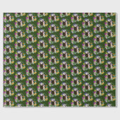 Süßes Sable-Frettchen Wildblumen Grüner Wald Geschenkpapier (Flach)