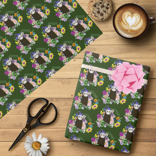 Süßes Sable-Frettchen Wildblumen Grüner Wald Geschenkpapier
