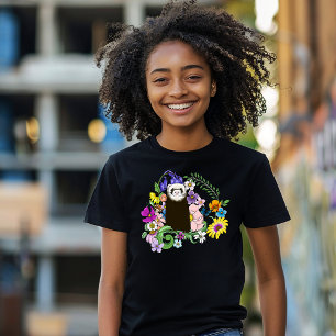Süßes Sable-Frettchen Wildblumen Grüner Wald T-Shirt