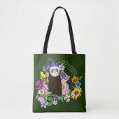 Süßes Sable-Frettchen Wildblumen Grüner Wald Tasche (Vorderseite)