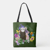 Süßes Sable-Frettchen Wildblumen Grüner Wald Tasche (Rückseite)