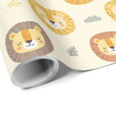 Süßes Safari-Löwengesicht-Muster Geschenkpapier (Rolleneckpunkt)