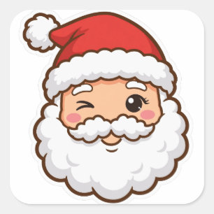 Süßes Santa-Claus-Gesicht Weihnachtssticker Quadratischer Aufkleber
