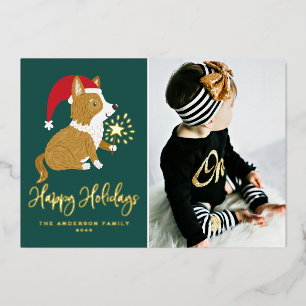 Süßes Santa-Corgi-Foto Frohe Feiertage