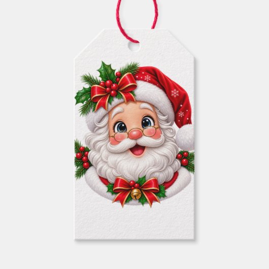 Süßes Santa-Gesicht Geschenkanhänger (Vorderseite)