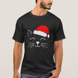 Süßes Santa-Katzengesicht Weihnachten Miauen Kitty T-Shirt
