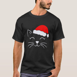 Süßes Santa-Katzengesicht Weihnachten Miauen Kitty T-Shirt
