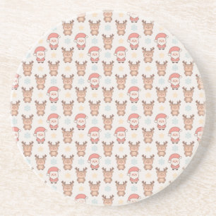 Süßes Santa-und-Rentier-Muster Getränkeuntersetzer