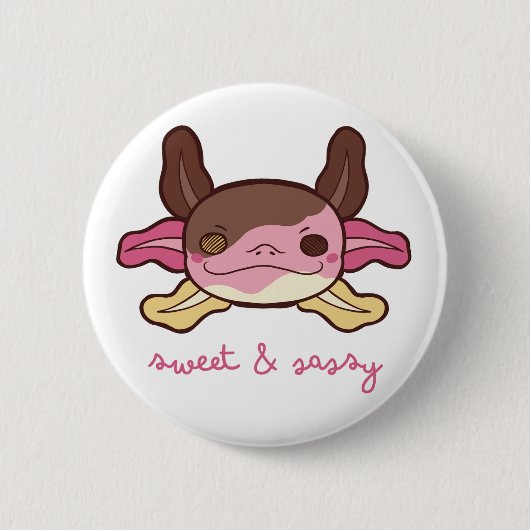 Süßes & Sassy Axolotl Neapolitanes Ice Creme Button (Vorderseite)