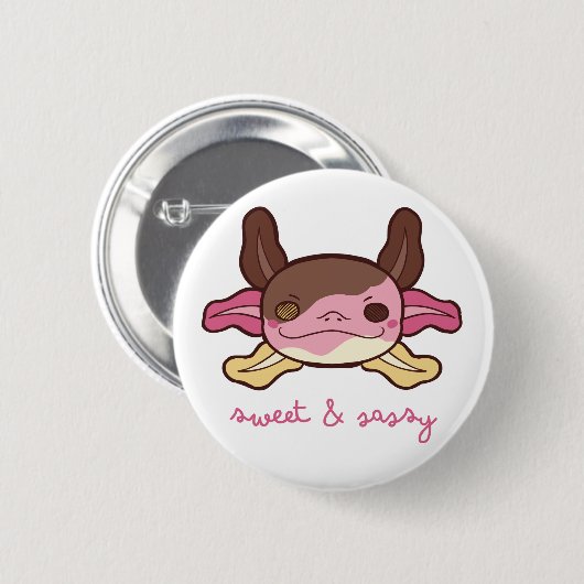 Süßes & Sassy Axolotl Neapolitanes Ice Creme Button (Vorne & Hinten)