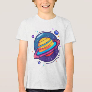 Süßes Saturn-Planet-Baby-T-Shirt – Farbiger Weltra Tri-Blend Shirt