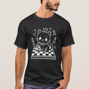 Süßes Schach Kawaii Katze Strategiespiel Langarm T-Shirt
