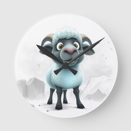 Süßes Schaf Cozy Design Runde Wanduhr (Vorderseite)