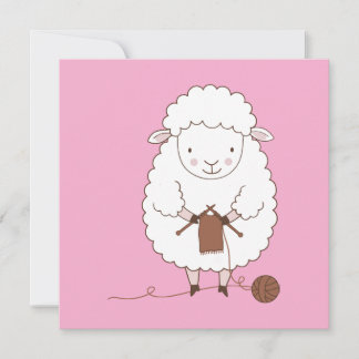 Süßes Schaf, das braune Wolle strickt