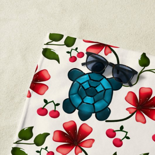 Süßes Schildkröten-Blumenmuster Strandtuch (Beispiel)