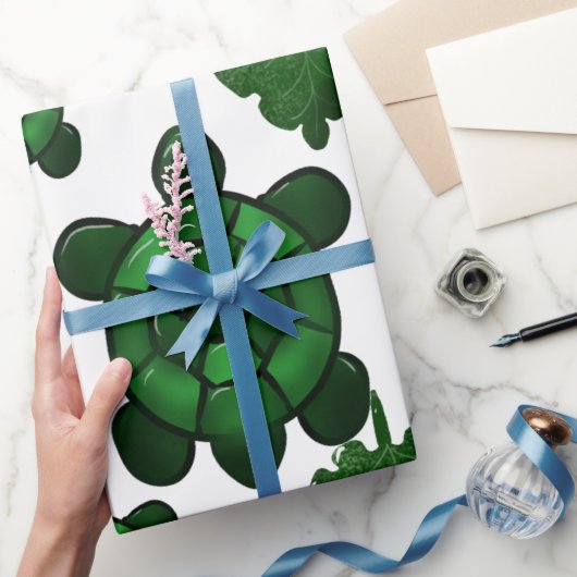 Süßes Schildkröten- und Blätter-Muster  Geschenkpapier (Schenken)