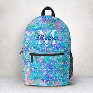 Süßes, schillerndes Einhorn, blau, rosa, glitzernd Bedruckter Rucksack