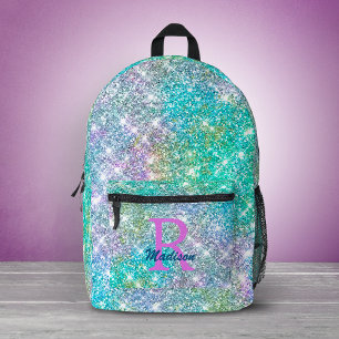 Süßes, schillerndes Einhorn blaues falsches Glitte Bedruckter Rucksack